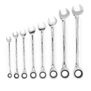 8 PC. SAE RATCHETING COMBINATION WRENCH SET