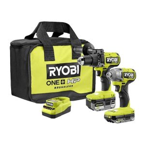 18V ONE+ HP BRUSHLESS CORDLESS 2-TOOL HAMMER DRILL / DRIVER, IMPACT DRIVER, 4.0 AH, 2.0 AH BATTERY, CHARGER, AND BAG